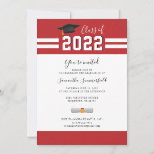 Convites Festa de Formatura 2024 Simples Vermelho Branco