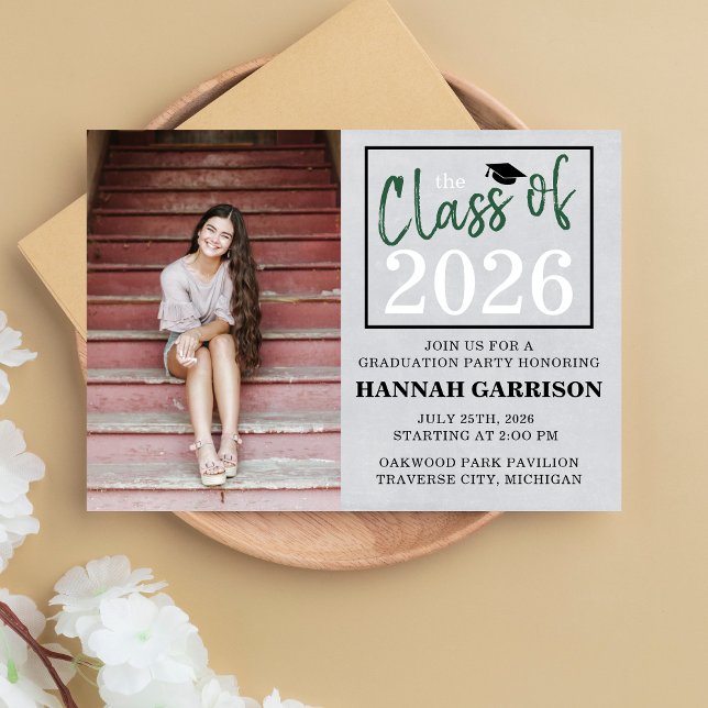 Convites Festa de formatura 2025 Open House Photo Green (Criador carregado)