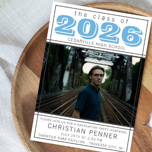 Convites Festa de Formatura 2026 Casa Aberta Foto Azul Clar