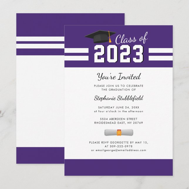 Convites Festa de Formatura 2026 Simples Roxo (Frente/Verso)