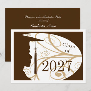 Convites Festa de Formatura 2027 Silhueta de Homem Branco/M