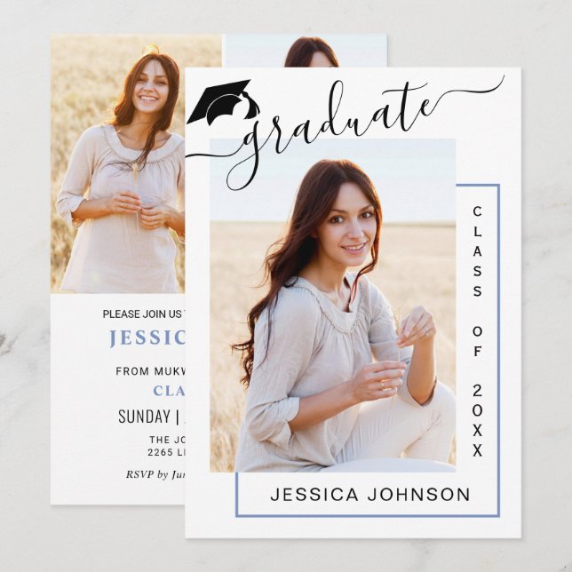 Convites Festa de formatura 4 de FOTO Simples Moderna (Frente/Verso)