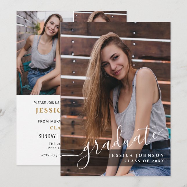 Convites Festa de formatura 4 de FOTO Simples Moderna (Frente/Verso)