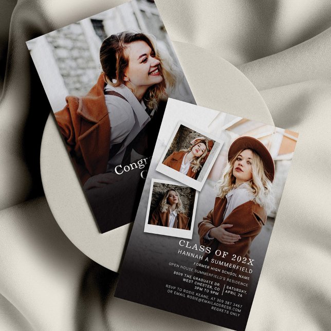 Convites festa de formatura 4 Fotografias Formando Moderno  (Graduation 2024 Open House Party Photo Collage Invitation)