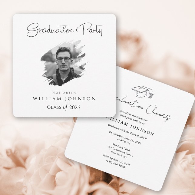 Convites festa de formatura a preto e branco 2025 (black and white graduation party 2025 invitation
)