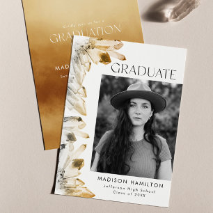 Convites Festa de formatura Amber Watercolor Crystal Photo