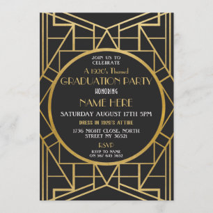 Convites festa de formatura Art Deco Gatsby, de 1920