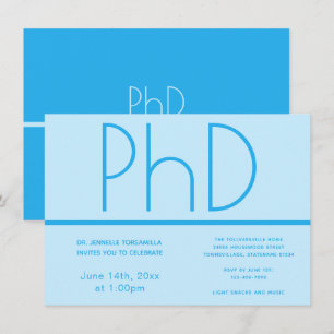 Convites Festa de formatura Azul Claro PhD Grau