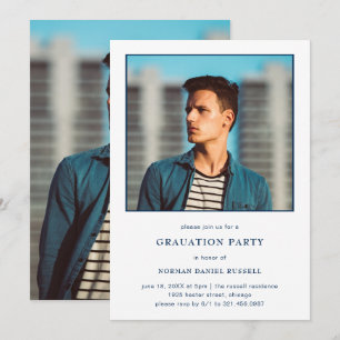 Convites Festa de formatura Azul de Fotografia Branca do Ma