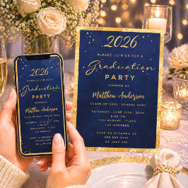 Convites Festa de formatura azul marinho dourado 2026