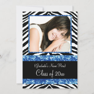 Convites Festa de formatura Azul Zebra Sparkle Girls