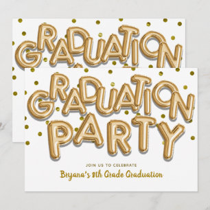 Convites Festa de Formatura Balões Dourados Celebração
