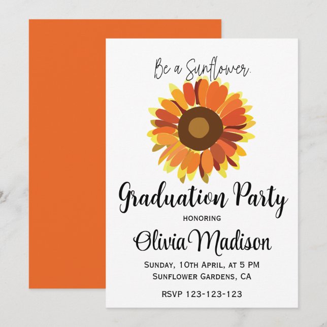 Convites Festa de Formatura Be a Sunflower  (Frente/Verso)