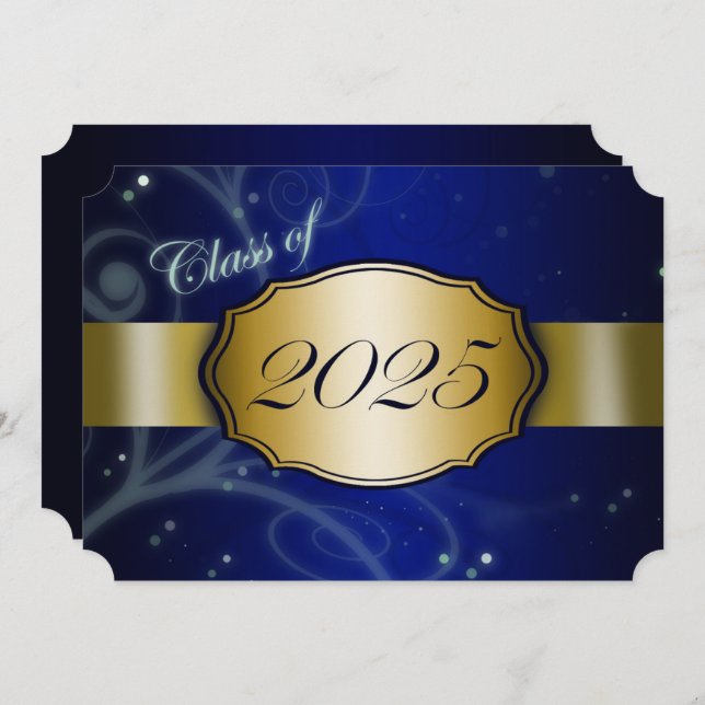 Convites Festa de Formatura Blue and Gold 2025 (Frente/Verso)