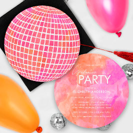 Convites Festa de Formatura Bola de Discoteca Laranja Rosa 