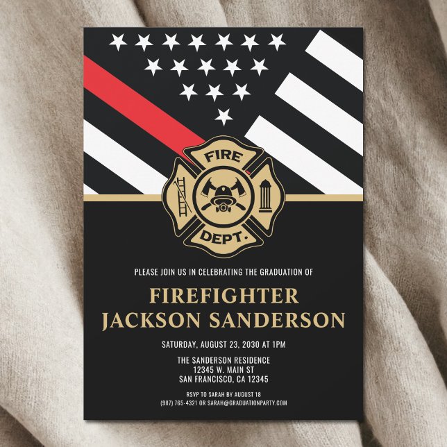Convites Festa de formatura Bombeiro da Academia de Bombeir (Firefighter Fire Academy Fireman Graduation Party Invitation)