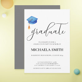 Convites Festa de formatura Boné azul moderna