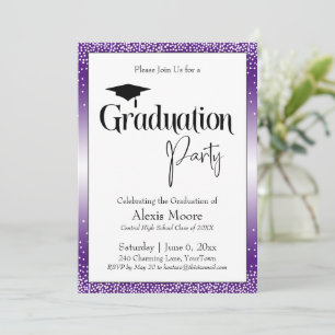 Convites Festa de formatura Bright Purple Ombre Confetti