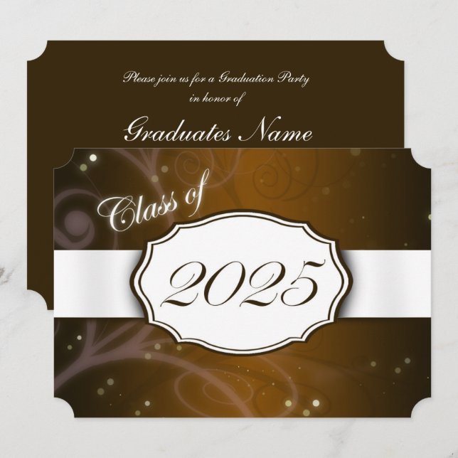Convites Festa de formatura Brown e White 2025 (Frente/Verso)