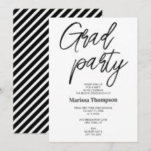 Festa de formatura Chic Modern Black White Strips