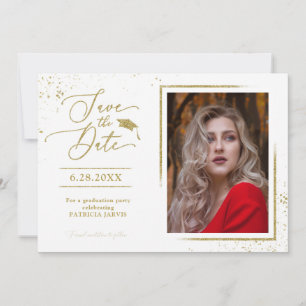 Convites Festa de Formatura Chic Save The Date Dourado Bril