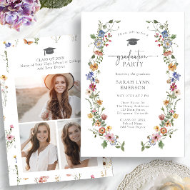 Convites Festa de formatura Colorida de Flor Selvagem