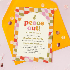 Convites Festa de formatura Colorida do Groovy Retro de Paz