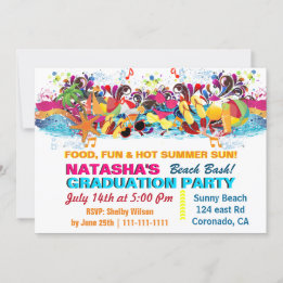 Convites Festa de formatura Colorida Summer Beach