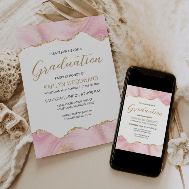 Convites Festa de Formatura com Ágata Rosa Dourada 2026 (Criador carregado)