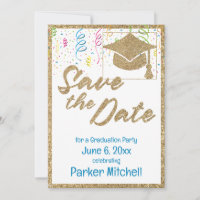 Festa de formatura com brilho Dourado Salvar a dat