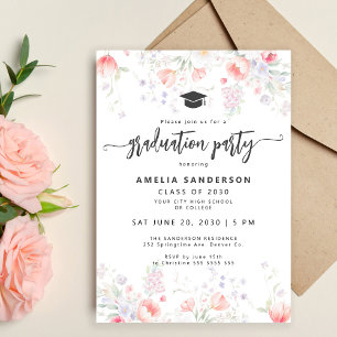 Convites Festa de formatura com flores silvestres boho