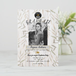 Convites Festa de Formatura com Foto Botânica em Madeira Br