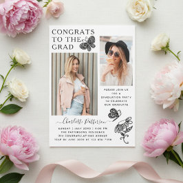 Convites Festa de Formatura com Foto de Borboleta Branca Mo