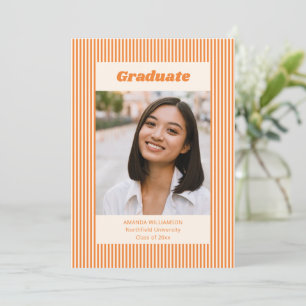 Convites Festa de Formatura com Foto de Faixa Laranja em Es