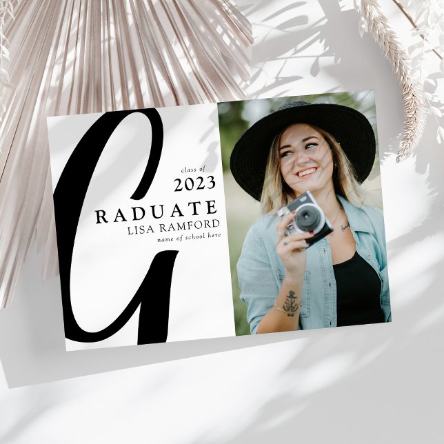 Convites Festa de Formatura com Foto de Graduado Minimalist (Criador carregado)