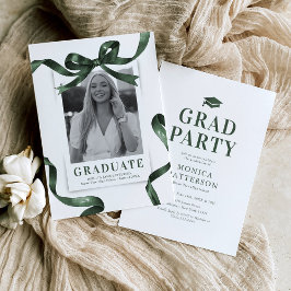 Convites Festa de Formatura com Foto de Laço Verde
