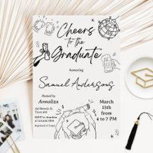 Festa de Formatura com Foto Desenhada à Mão Modern