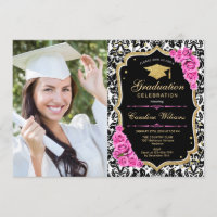 Festa de formatura com foto - Dourado preto rosa