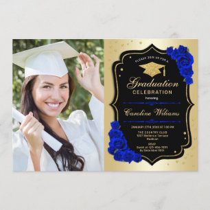 Convites Festa de formatura com foto - Dourado Royal Blue