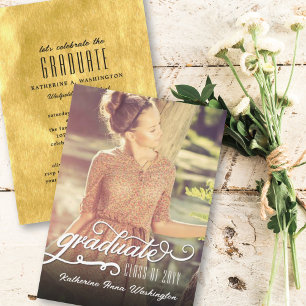 Convites Festa de Formatura com Foto em Folha Dourada Rascu