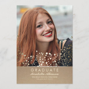 Convites Festa de Formatura com Foto Floral Dourada - Convi