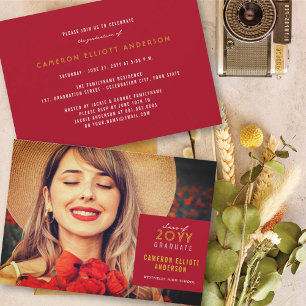 Convites Festa de Formatura com Foto Minimalista de Quadrad