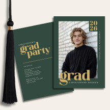 Festa de Formatura com Foto Moderna em Dourado Ver