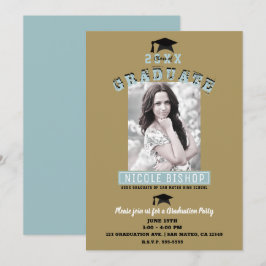 Convites Festa de Formatura com Foto Moderno Minimalista Az