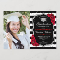 Festa de formatura com foto - Preto prata vermelho