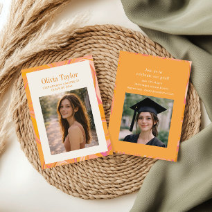 Convites Festa de Formatura com Foto Retro Groovy Laranja R