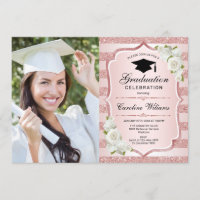 Festa de formatura com foto - Rosa Dourado branco