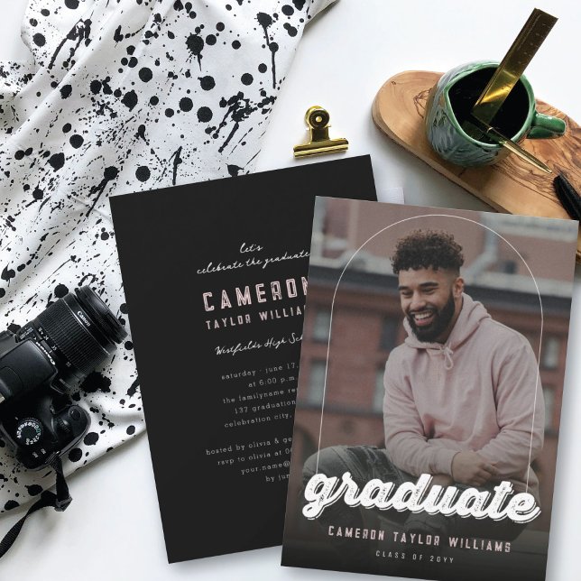 Convites Festa de Formatura com Foto Simples em Letra Grung (Criador carregado)