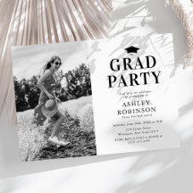 Festa de Formatura com Foto Simples Preto e Branco