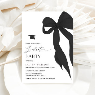 Convites Festa de Formatura com Laço Preto Moderno e Elegan